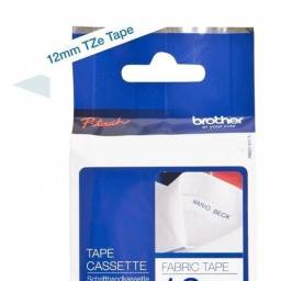 Cinta Textil Brother TZe-FA3 letras azules fondo blanco