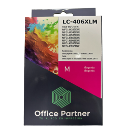 Tinta Office Partner LC-406XLM para Brother Magenta Rojo