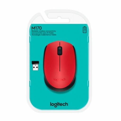 Mouse Inalmbrico Logitech M170 Rojo Bi-Tono Negro USB - 2.4GHz