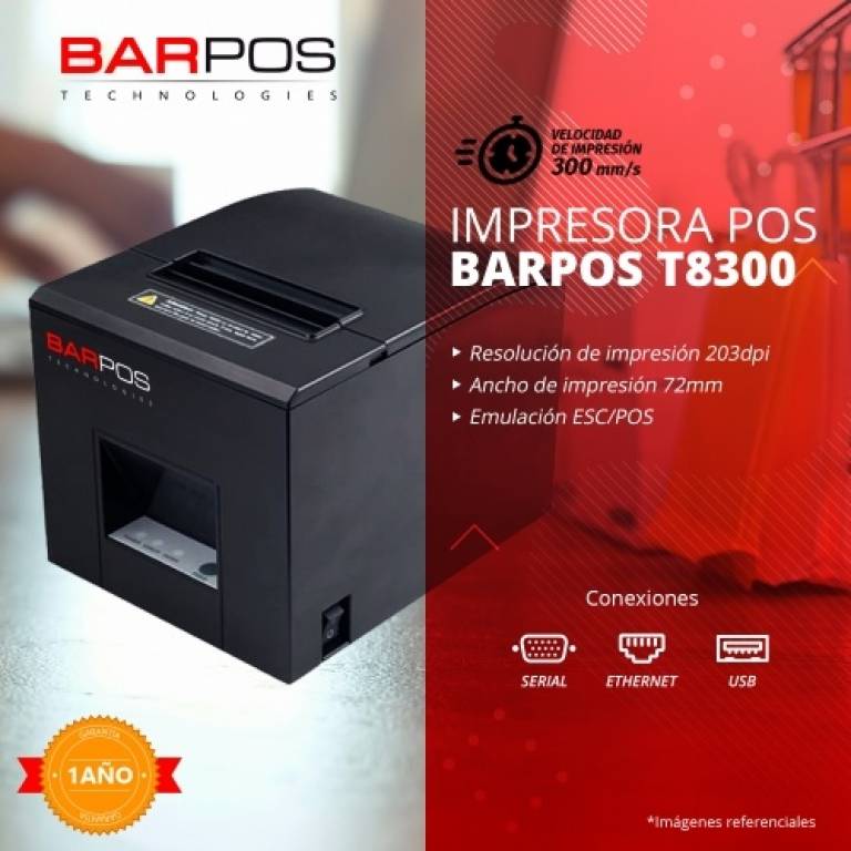 Impresora trmica de tickets Barpos T8300 - USB / Ethernet / Serial