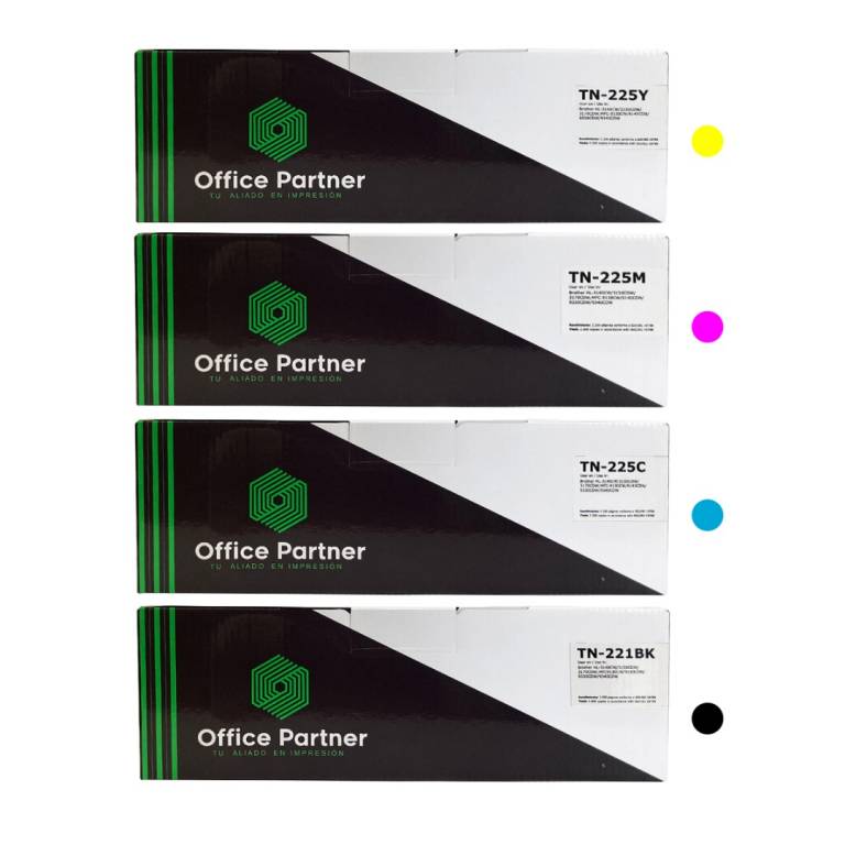 Pack de Toners Office Partner C, M, Y TN-225 + BK TN-221 de Regalo
